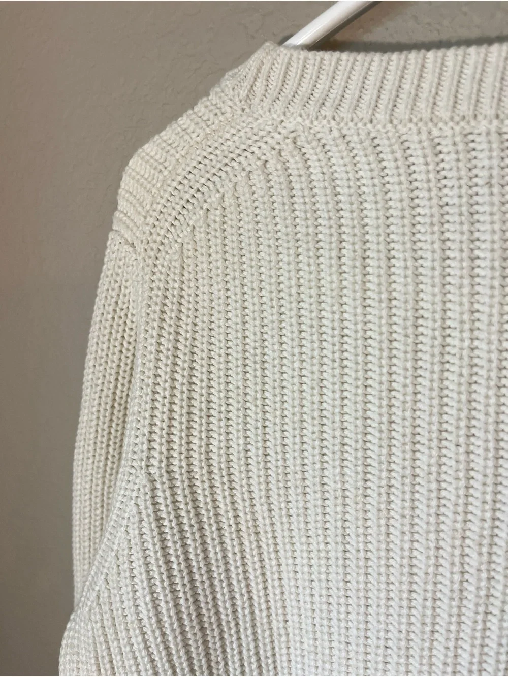 J.Crew M Ivory Cotton Cashmere Ribbed Crewneck Sweater Quiet Luxury Fall Winter
